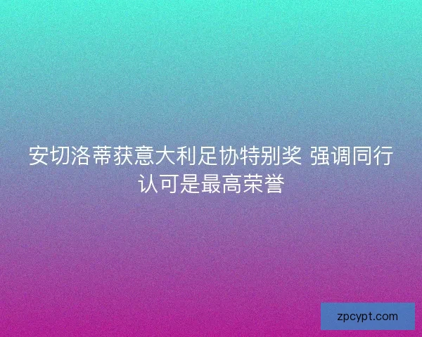 安切洛蒂获意大利足协特别奖 强调同行认可是最高荣誉